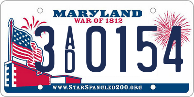 MD license plate 3AD0154
