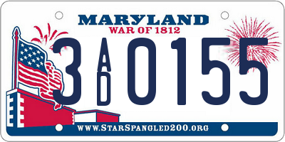 MD license plate 3AD0155