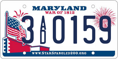 MD license plate 3AD0159