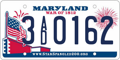 MD license plate 3AD0162