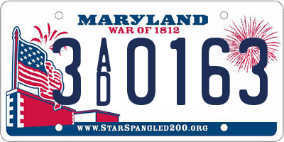 MD license plate 3AD0163