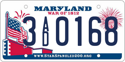 MD license plate 3AD0168