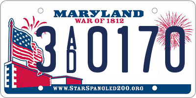 MD license plate 3AD0170