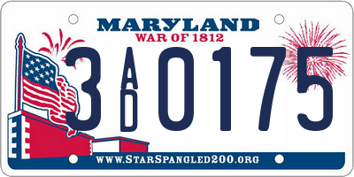 MD license plate 3AD0175