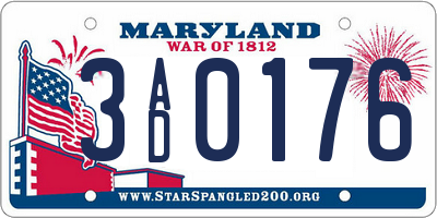 MD license plate 3AD0176