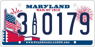 MD license plate 3AD0179