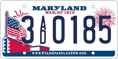 MD license plate 3AD0185