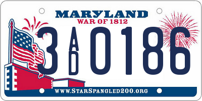 MD license plate 3AD0186