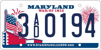 MD license plate 3AD0194