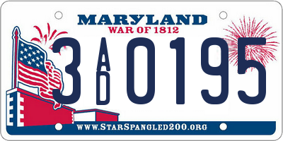 MD license plate 3AD0195