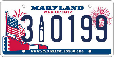 MD license plate 3AD0199
