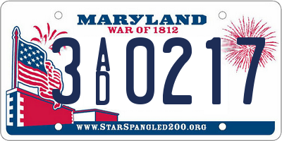 MD license plate 3AD0217