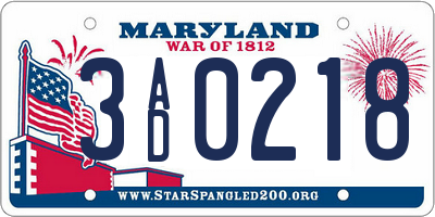 MD license plate 3AD0218