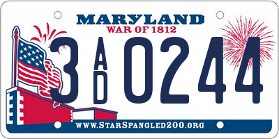 MD license plate 3AD0244