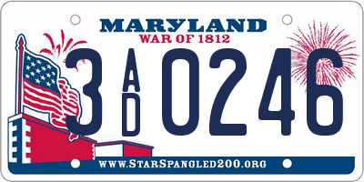 MD license plate 3AD0246