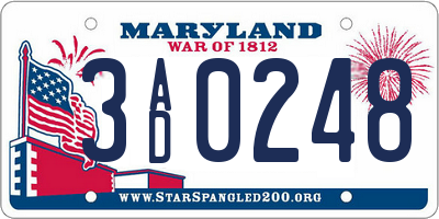 MD license plate 3AD0248