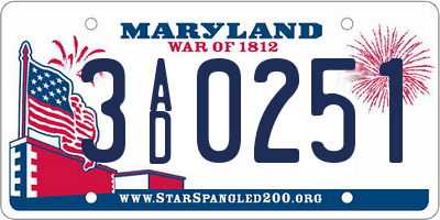 MD license plate 3AD0251
