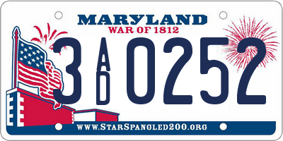 MD license plate 3AD0252