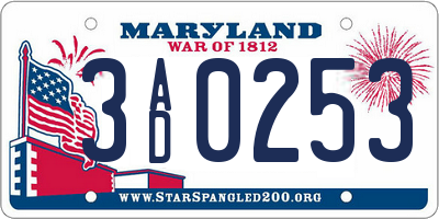 MD license plate 3AD0253
