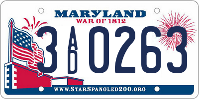 MD license plate 3AD0263