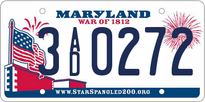 MD license plate 3AD0272