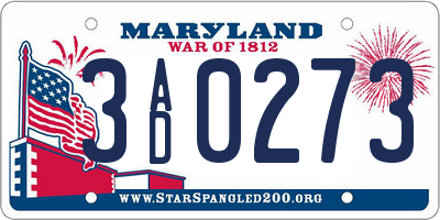 MD license plate 3AD0273