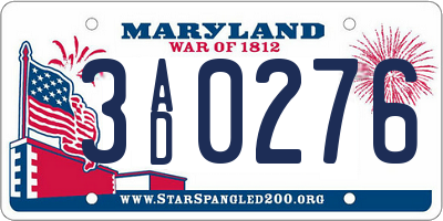 MD license plate 3AD0276