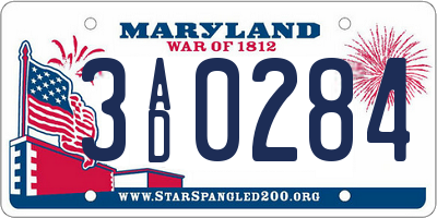 MD license plate 3AD0284