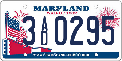 MD license plate 3AD0295