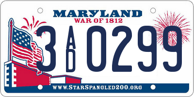MD license plate 3AD0299