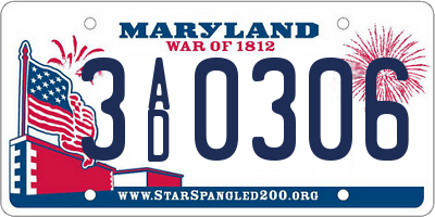 MD license plate 3AD0306
