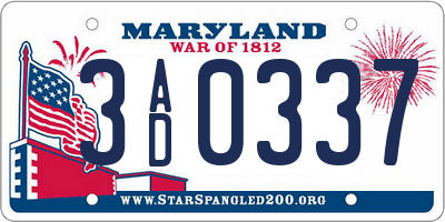 MD license plate 3AD0337