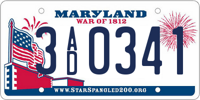 MD license plate 3AD0341