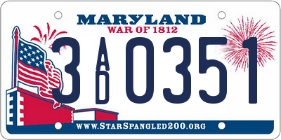 MD license plate 3AD0351