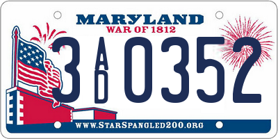 MD license plate 3AD0352