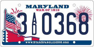 MD license plate 3AD0368