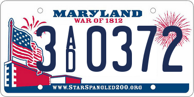 MD license plate 3AD0372