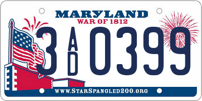 MD license plate 3AD0399