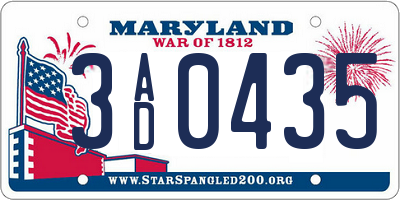MD license plate 3AD0435