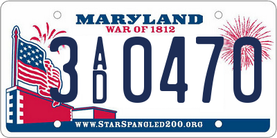 MD license plate 3AD0470