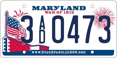 MD license plate 3AD0473