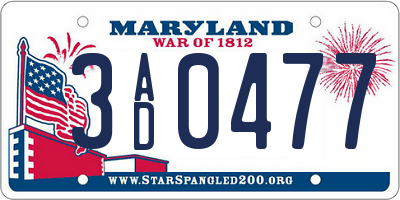 MD license plate 3AD0477
