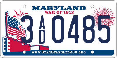 MD license plate 3AD0485