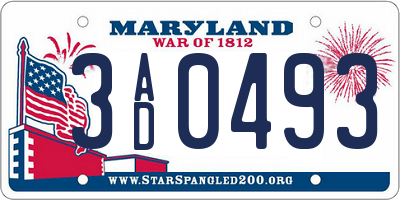 MD license plate 3AD0493