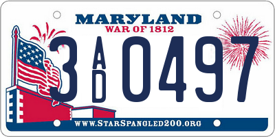 MD license plate 3AD0497