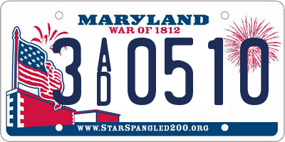 MD license plate 3AD0510