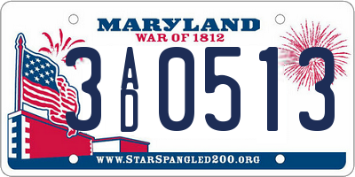 MD license plate 3AD0513