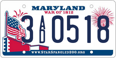 MD license plate 3AD0518