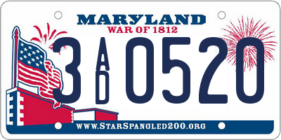 MD license plate 3AD0520