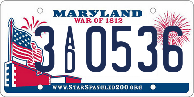MD license plate 3AD0536